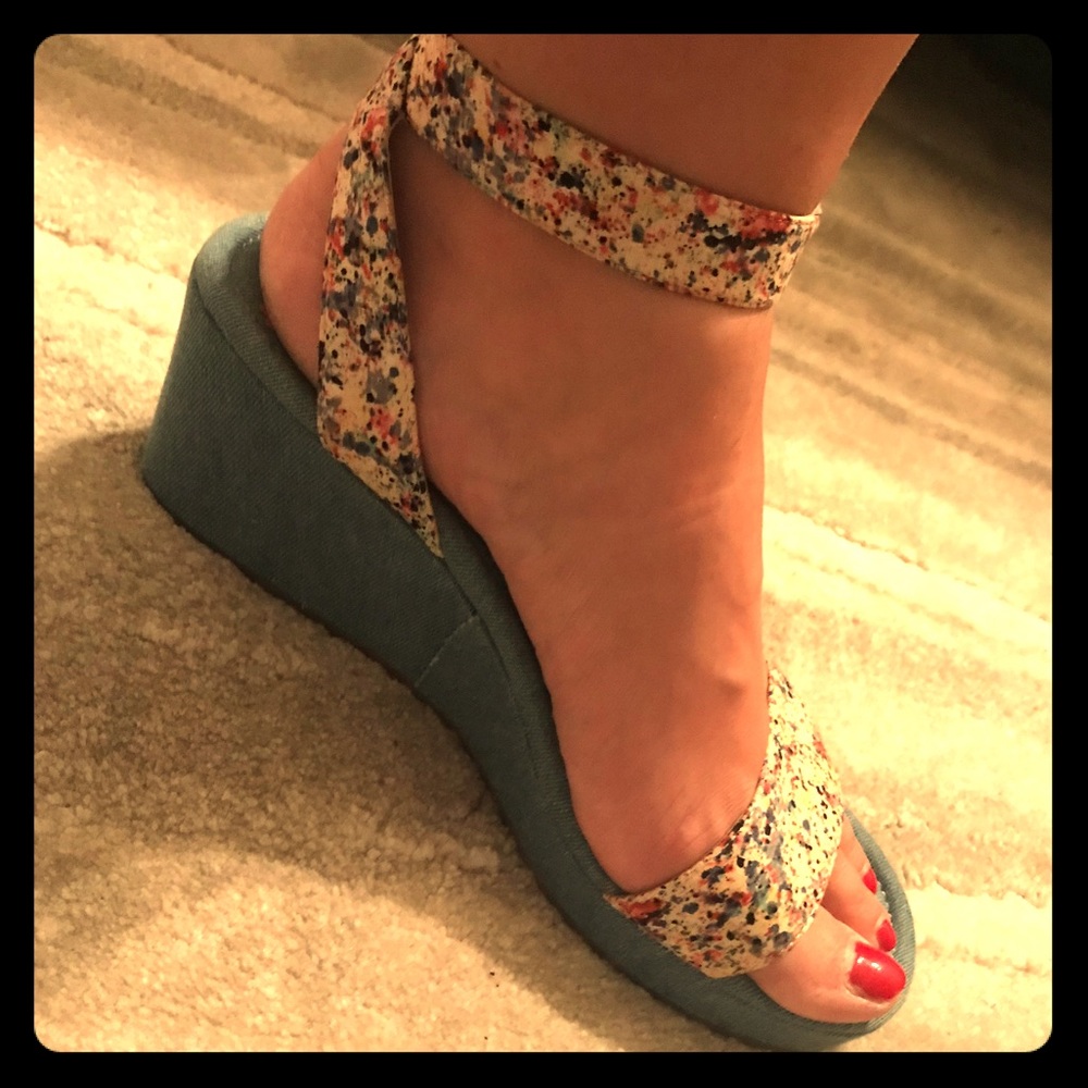 Velcro Denim Wedges